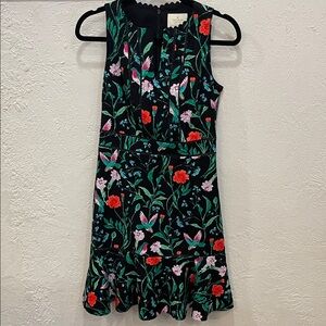 Kate Spade Floral Dress - Black with Red and Green